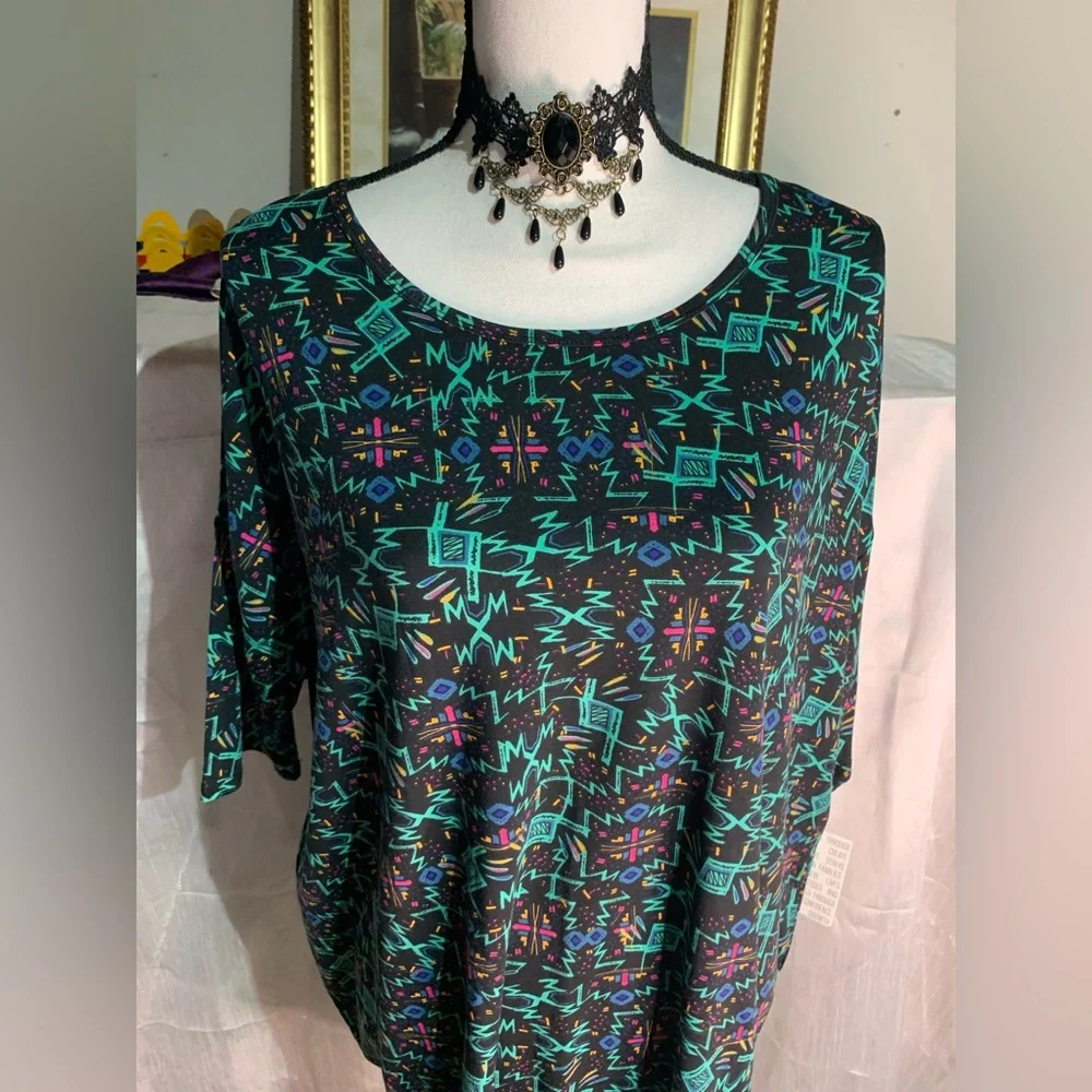 Lularoe Irma Black Graffiti Print Top - Picture 2 of 9